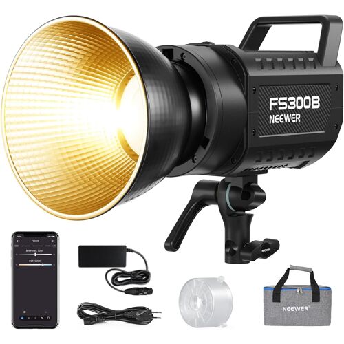 NEEWER FS300B 300W LED Studio Lampe vidéo,Bicolore COB Éclairage Continu avec Contrôle 2.4G/APP 44500Lux/1m 2700K-6500K CRI97+,12 Scènes,Monture Bowens Spotlight pour Photographie Streaming
