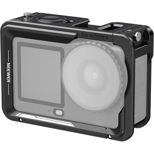 NEEWER Cage de Caméra pour Osmo Action 6,Stabilisateur Vidéo Léger en Métal avec Sabot Froid &Filetage 1/4"",Compatible avec DJI Adaptateur Magnétique à Dégagement Rapide Micro,pour Caméra Action,AC054