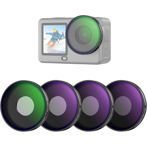 NEEWER Kit de Filtres CPL + ND Compatible Uniquement avec DJI Osmo Action 6,Pack de 4 Filtres Polarisants Circulaires ND8/16/32,Polariseur d'Objectif,à Visser,Multicouches,Pour Caméra d'Action,FL-B100