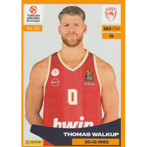 Image Vignette Panini Euroleague 2024 / 2025 - N° 251 - Thomas Walkup