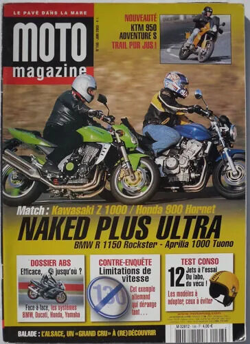 Moto Magazine 198 De 2003 Ktm 950s Adventure,Triumph Thunderbird Sport,Piaggio Beverly 500,Vertemati 570 Se,Hechard Saphir Yamaha 1600 Wild Star,Kawasaki Z1000,Honda Hornet 900,Honda St1300 Pan Europe