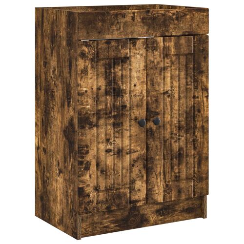 vidaXL Armoire sous évier de salle de bain Chêne fumé