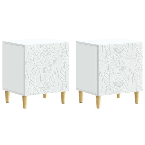 vidaXL Table de chevet 2 pcs Blanc 43 x 34,5 x 50 cm Bois d'ingénierie
