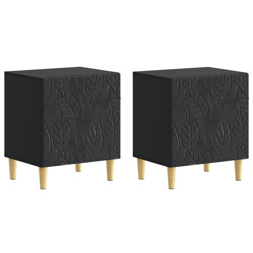 vidaXL Table de chevet 2 pcs Noir 43 x 34,5 x 50 cm Bois d'ingénierie