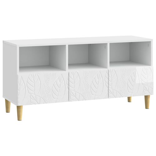 vidaXL Meuble TV 102 x 34,5 x 50 cm Blanc brillant Bois d'ingénierie