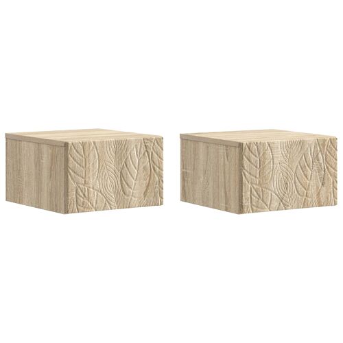 vidaXL Cabinet de chevet mural 2 pcs Chêne Sonoma 49 x 34,5 x 20 cm