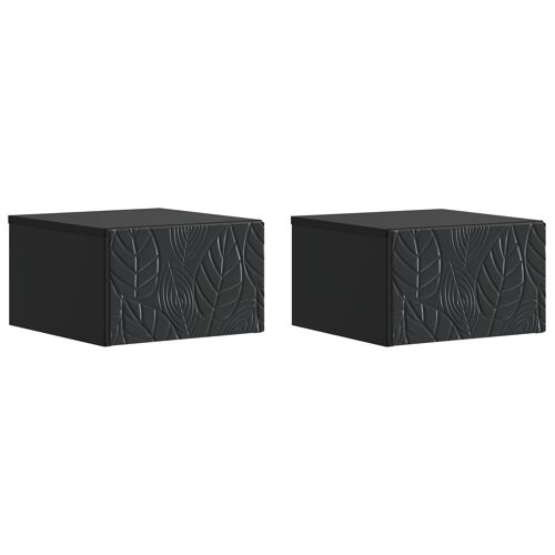 vidaXL Cabinet de chevet mural 2 pcs Noir 49 x 34,5 x 20 cm