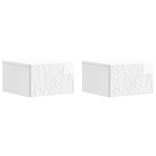 vidaXL Cabinet de chevet mural 2 pcs Blanc brillant 49 x 34,5 x 20 cm