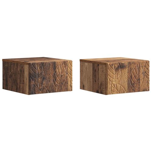 vidaXL Table d'appoint murale 2 pcs Bois ancien 34,5 x 33 x 20 cm