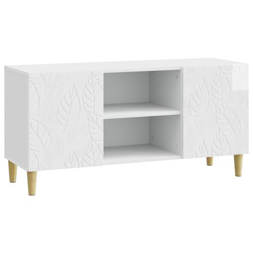 vidaXL Meuble TV 102 x 34,5 x 50 cm Blanc brillant Bois d'ingénierie