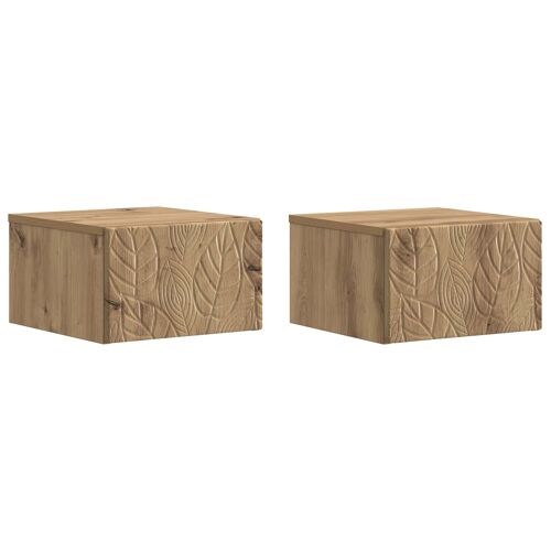 vidaXL Table d'appoint murale 2 pcs Chêne artisanal 34,5 x 33 x 20 cm