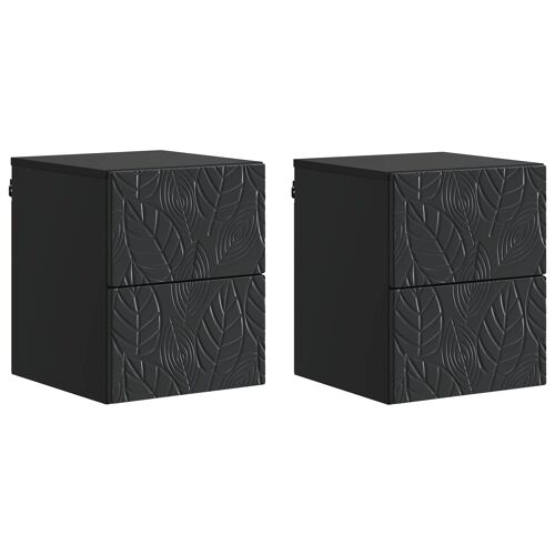 vidaXL Cabinet de chevet mural 2 pcs Noir 34,5 x 33 x 40 cm