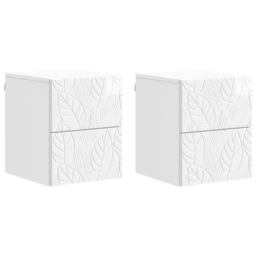 vidaXL Cabinet de chevet mural 2 pcs Blanc brillant 34,5 x 33 x 40 cm