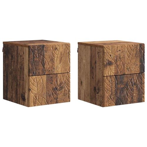 vidaXL Cabinet de chevet mural 2 pcs Bois ancien 34,5 x 33 x 40 cm