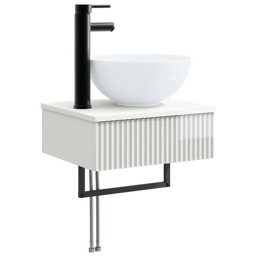 vidaXL Basin de lavage mural Blanc brillant 40 x 35 x 39 cm