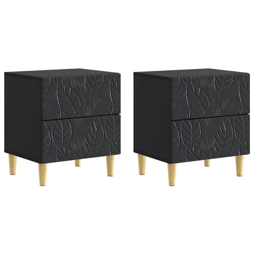 vidaXL Table de chevet 2 pcs Noir 43 x 34,5 x 48 cm Bois d'ingénierie