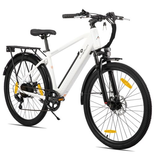 Hiland Vtt Électrique 26 Pouces, Moteur 250w, Batterie 10,4ah, E-Mtb 7 Vitesses, Double Frein À Disque, Vélo Électrique Unisex Pour Hommes Et Femmes - Blanc