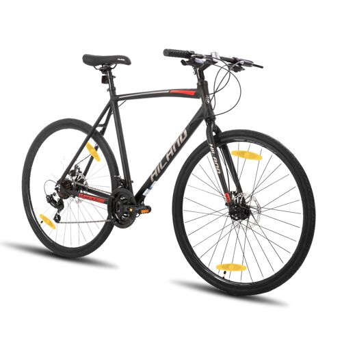 Hiland Vélo De Course 28 Pouces, 21 Vitesses Pour Homme, Vélo De Ville Avec Frein À Disque, Cadre 530mm, Roues 700c, Confortable - Noir