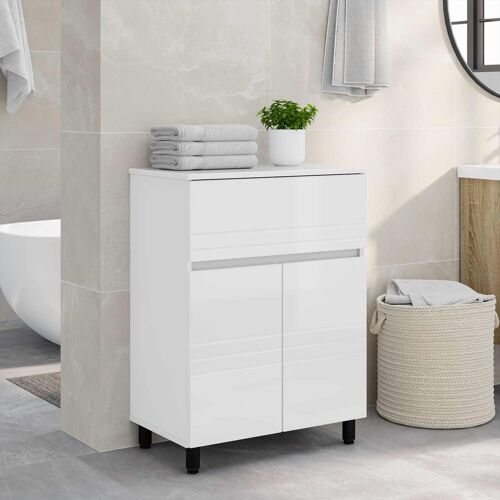 vidaXL Unité de vanité de salle de bain Blanc brillant 60 x 35 x 80 cm