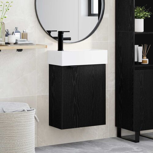 vidaXL Meuble de salle de bain avec robinet Chêne noir