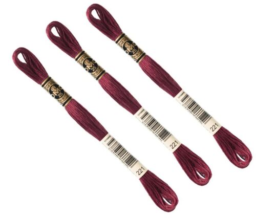 Dmc 221 Lot De 3 Échevettes Dmc Véritable Rouge Brique Fils À Broder Mouliné Spécial 8m Dmc 25
