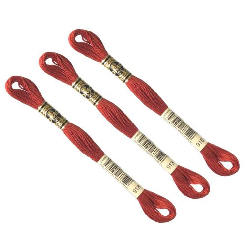 Dmc 918 Lot De 3 Échevettes Dmc Véritable Marron Rouille Fils À Broder Mouliné Spécial 8m Dmc 25