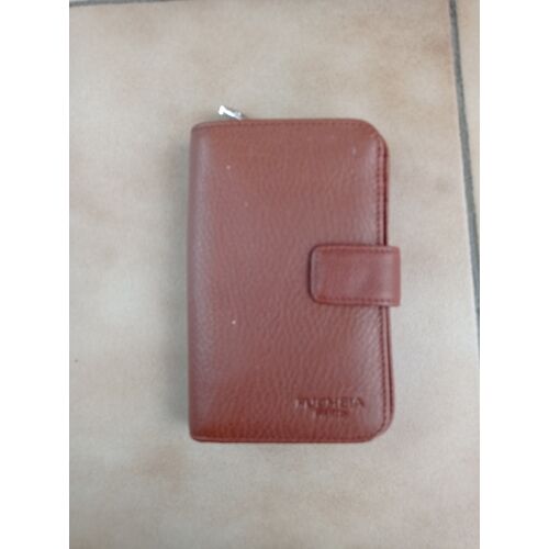 Portefeuille en cuir Camel "Fuchsia"