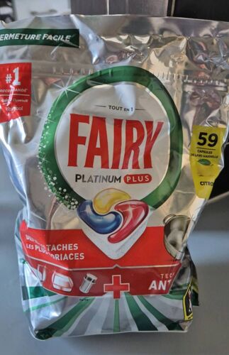 Tablettes lave-vaisselle Fairy Platinum Plus parfum citron (59 capsules)