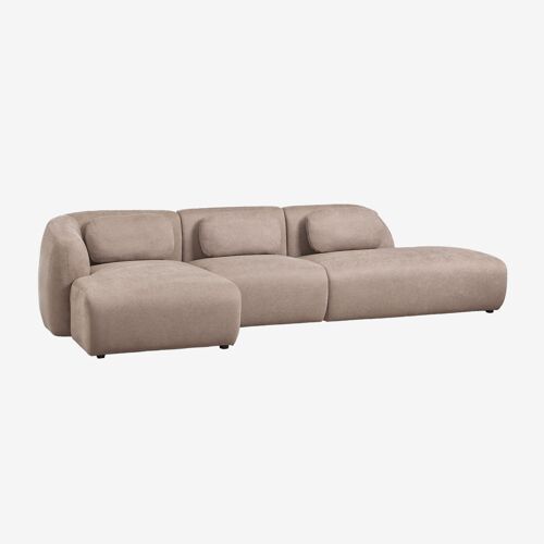 Canapé modulaire avec méridienne gauche en 3 pièces et divan droit en chenille Coquette