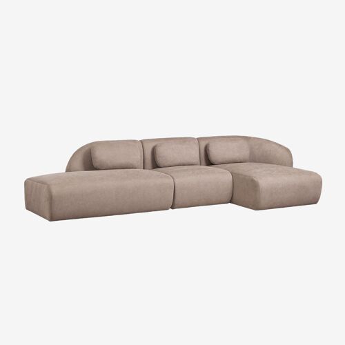 Canapé modulaire chaise longue droit 3 pièces avec divan gauche en chenille Coquette