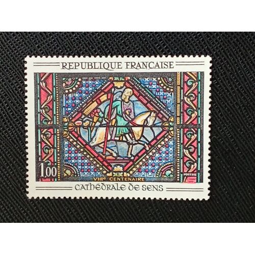 Timbre France Yt 1427 Fenêtre De La Cathédrale De Sens 1965 ( 030404 1 )