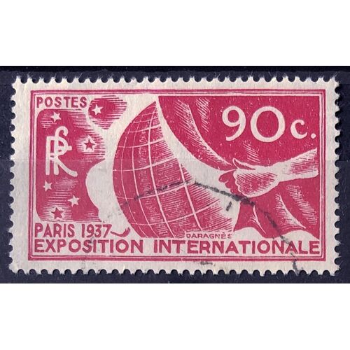 Exposition Internationale Paris 1936 - 90c Rose Carminé (Superbe N° 326) Obl - France Année 1936 - Brn83 - N33304