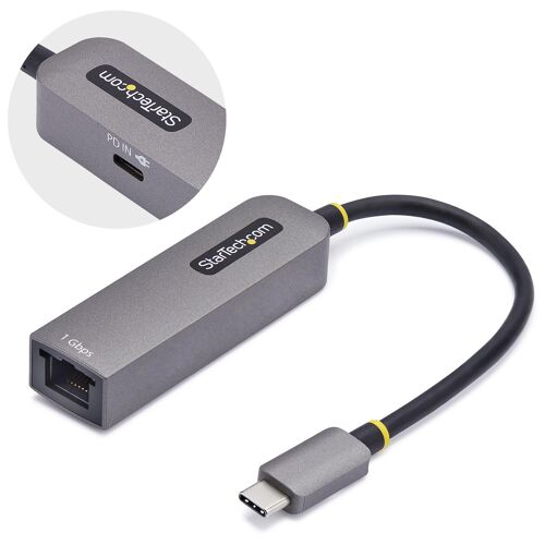 StarTech.com Adaptateur USB-C vers Ethernet, NIC, 100W PD Pass-Through, Adaptateur Réseau USB 3.0 Type-C 1Gbps Multi Speed, Compatible Thunderbolt, Windows & Mac