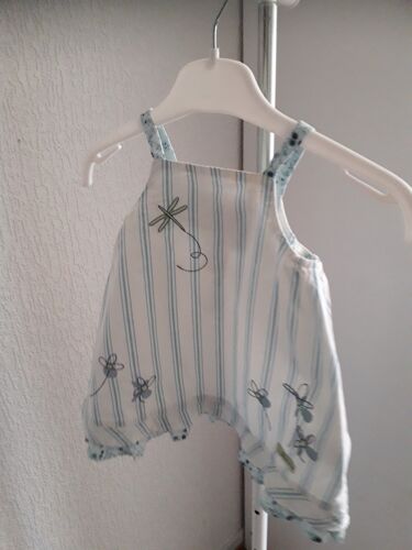 Robe À Bretelles Blanche Rayée Bleu Turquoise 6 Mois