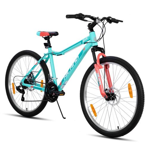 Hiland Vtt Femme 26 Pouces, Cadre Aluminium, 18 Vitesses, Double Frein À Disque, Fourche Suspendue - Menthe