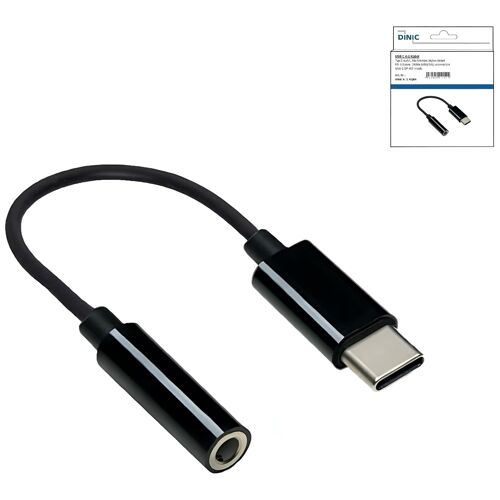 DINIC USBC-AUDIO-S-KB câble audio 0,13 m 3,5mm USB Type-C Noir