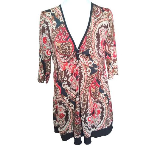 Tunique Blouse Fluide Femme 42/44 - Imprimé Fleur Manche 3/4