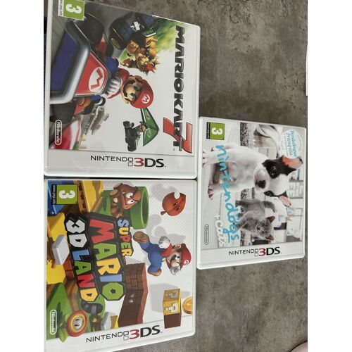 Lot De 3 Jeux Pour Nintendo 3ds : Nintendogscats, Mario Kart 7, Super Mario 3d Land 