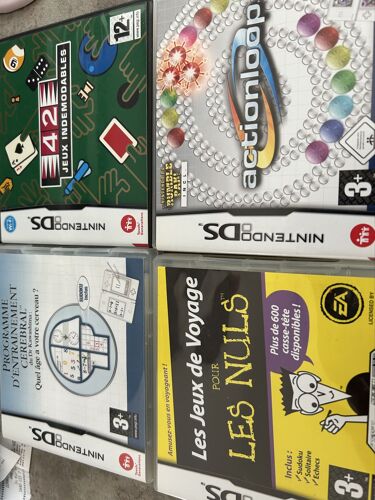 Lot De 4 Jeux Pour Console Nintendods : Actionloop, Les Jeux De Voyage Pour Les Nuls, 42 Jeux Indémodables, Programme D’Entraînement Cérébral 