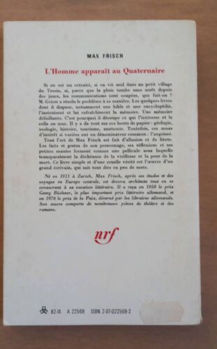 Max Frisch - L'Homme Apparaît Au Quaternaire