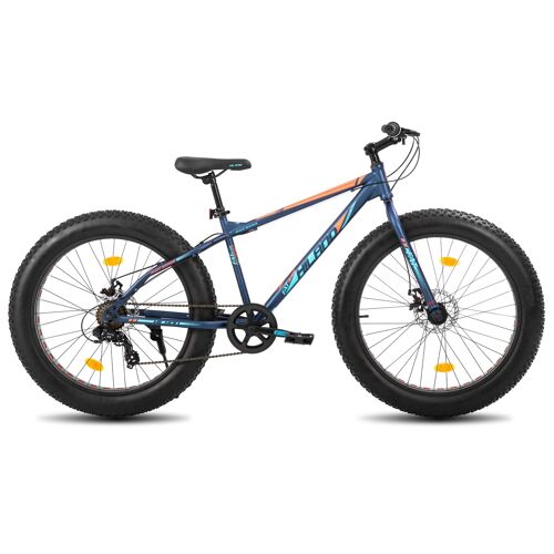 Hiland Vélo Enfant Fatbike 24 Pouces, 7 Vitesses, Double Frein À Disque, Vtt Pour Garçons Et Filles - Bleu