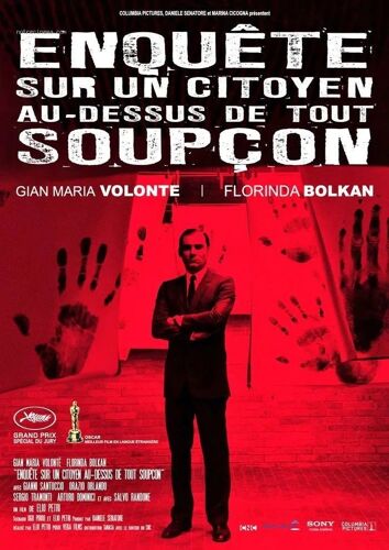 Grande Affiche Enquête Sur Un Citoyen Au-Dessus De Tout Spouçon De Elio Petri Avec Gian Maria Volonte, Florinda Bolkan