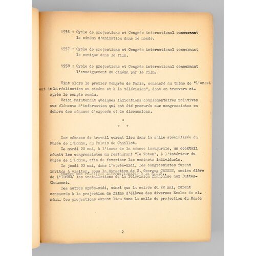L'enseignement De La Réalisation. Ve Congrès International Des Ecoles De Cinéma Et De Télévision. Paris 1958. Comptes-Rendus Sténographiés.