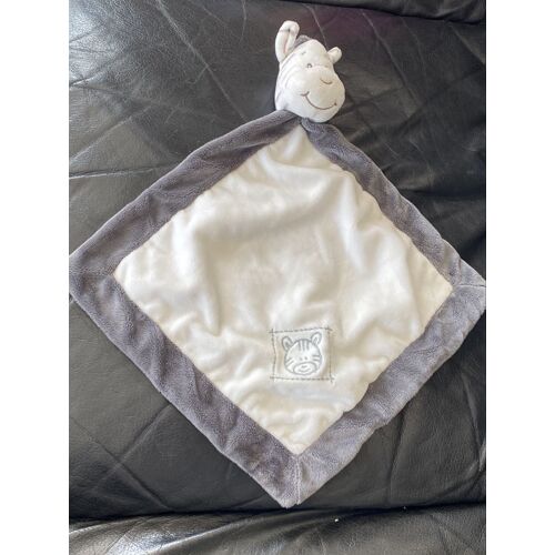 Doudou Plat Carre Zdt Action Zebre Gris Blanc Rose Tete Grelot 39cm