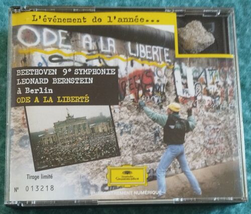Ode À La Liberté Cd Beethoven Symphonie 9 Léonard Bernstein Enregistré À Berlin En Rda À L'Occasion De La Chute Du Mur Edition Limitée Et Numérotée Avec Un Morceau Du Mur Inclus