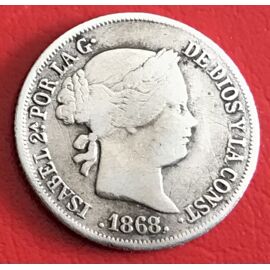 20 Centimos De Escudo - Isabelle I I - 1868 - Espagne - Argent