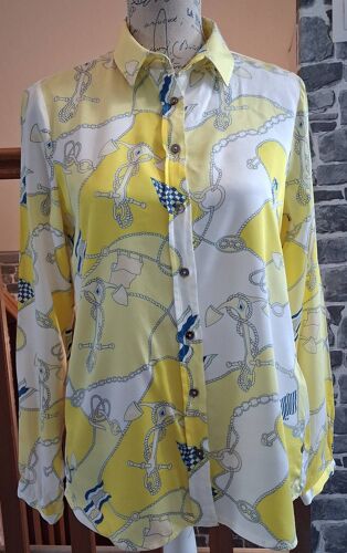 Chemise À L'Imprimé Marin Blanc Et Jaune