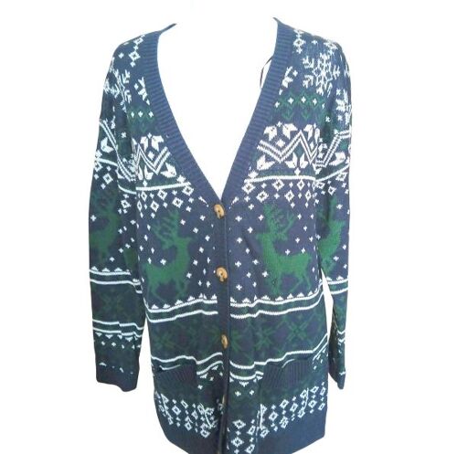 Gilet Femme Cardigan En Maille Jacquard Taille 42/44 - 50% D'acrylique Et 50% De Coton
