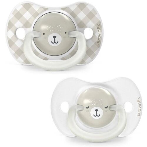 Lot De 2 Sucettes Suavinex Night&day Wild&free Sx Pro Grises 6-18 Mois