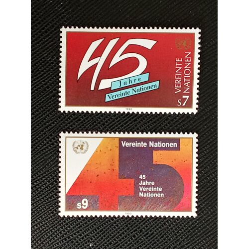 Timbre Nations Unis (Onu) Vienne Yt 108 - 109 Séries: Onu (Nations Unies), 45ème Anniversaire 1990